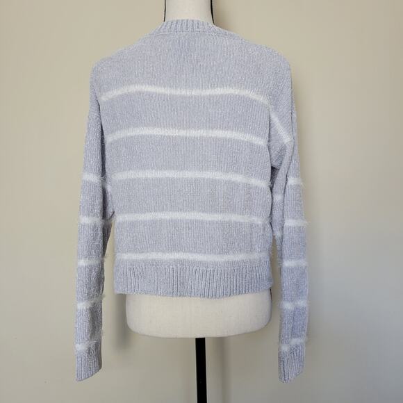 Rue 21 M Chenille Crop Sweater Eyelash Trim Drop Shoulder Pullover Soft Cozy - Picture 7 of 14